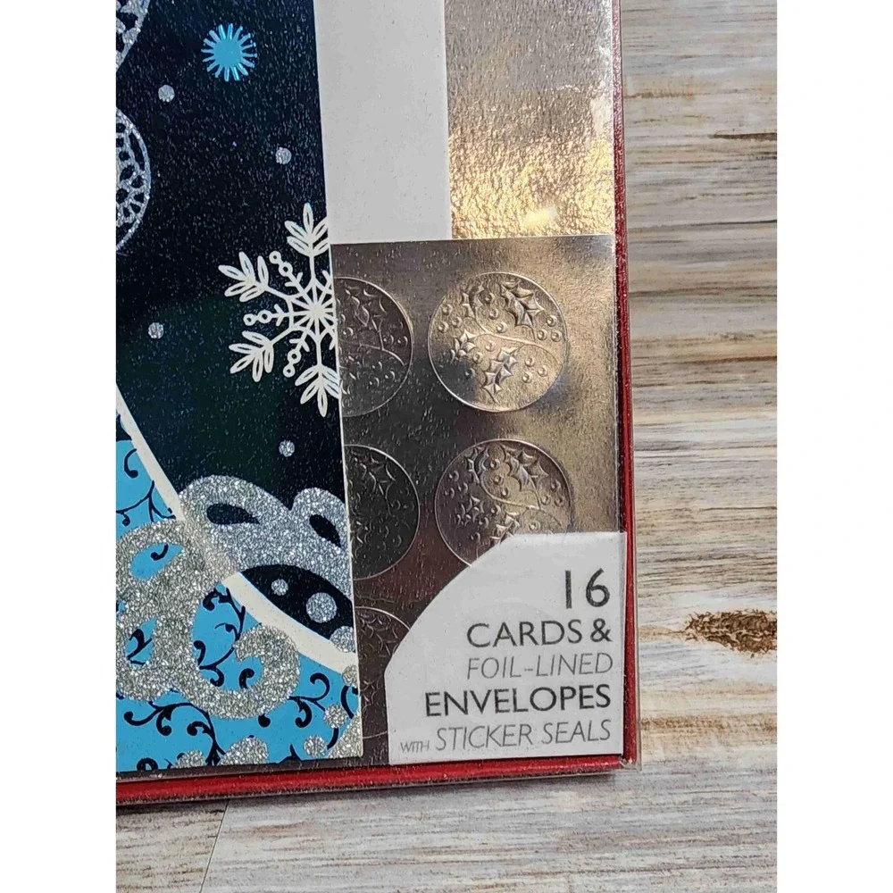 NEW Gorgeous Mary Baby Jesus Glitter Foil Christmas Cards Sticker Seals Set 16